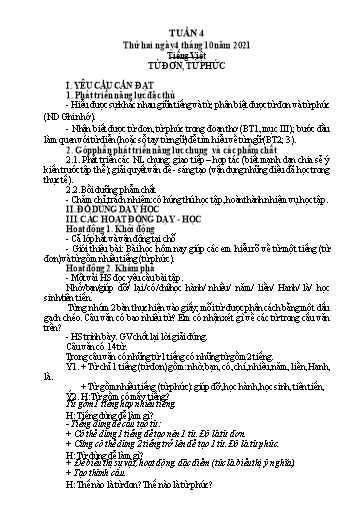 Giáo án Tiếng Việt + Toán Lớp 4 - Tuần 4 - Năm học 2021-2022 - Hoàng Thị Như Uyên