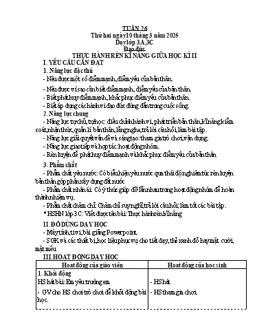 Kế hoạch bài dạy Đạo đức 1-5 + Tự nhiên và xã hội 1 (Kết nối tri thức) - Tuần 26 - Năm học 2024-2025 - Hà Thị Hiên