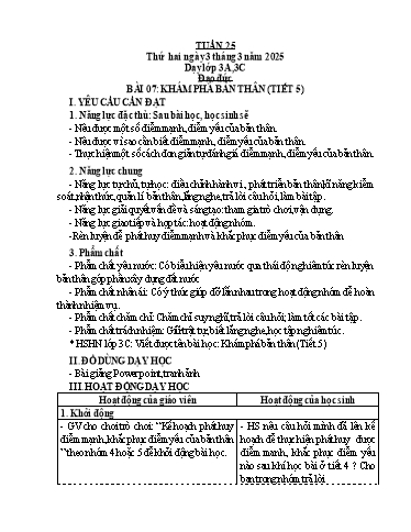 Kế hoạch bài dạy Đạo đức 1-5 + Tự nhiên và xã hội 1 (Kết nối tri thức) - Tuần 25 - Năm học 2024-2025 - Hà Thị Hiên