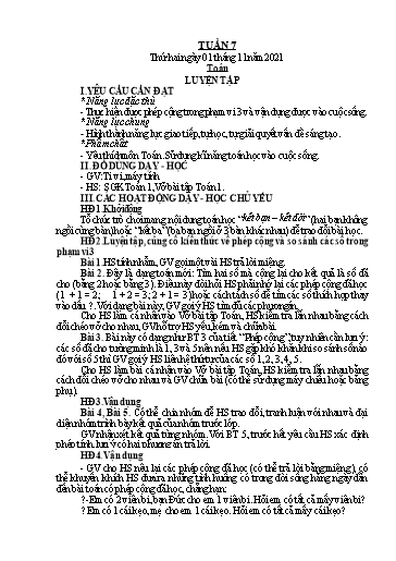 Kế hoạch bài dạy Tiếng Việt + Toán 1 - Tuần 7 - Năm học 2021-2022 - Phan Thị Tú Oanh