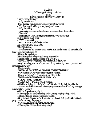 Kế hoạch bài dạy Tiếng Việt + Toán 1 - Tuần 9 - Năm học 2021-2022 - Phan Thị Tú Oanh