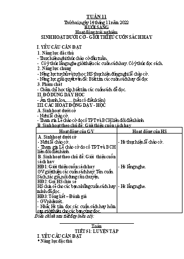 Kế hoạch bài dạy Tiếng Việt + Toán 2 (Kết nối tri thức) - Tuần 11 - Năm học 2022-2023 - Dương Thị Nga
