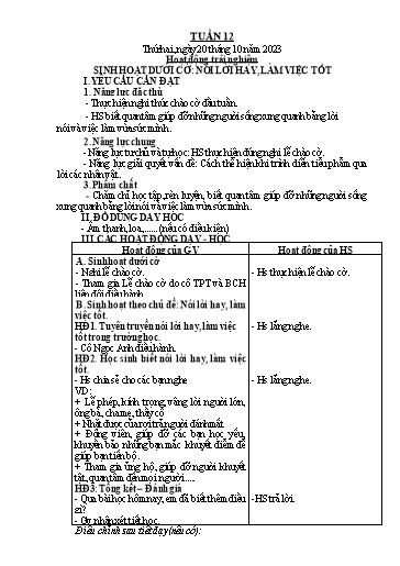 Kế hoạch bài dạy Tiếng Việt + Toán 2 (Kết nối tri thức) - Tuần 12 - Năm học 2023-2024 - Dương Thị Nga
