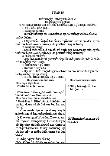 Kế hoạch bài dạy Tiếng Việt + Toán 2 (Kết nối tri thức) - Tuần 15 - Năm học 2024-2025 - Dương Thị Nga
