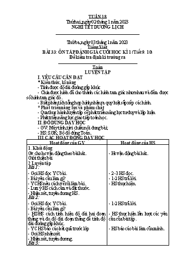 Kế hoạch bài dạy Tiếng Việt + Toán 2 (Kết nối tri thức) - Tuần 18 - Năm học 2022-2023 - Dương Thị Nga