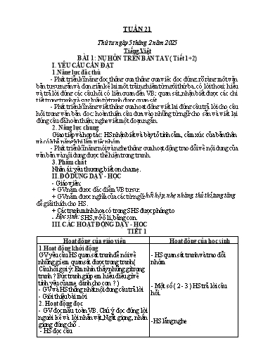 Kế hoạch bài dạy Tiếng Việt + Toán 2 (Kết nối tri thức) - Tuần 21 - Năm học 2024-2025 - Dương Thị Nga