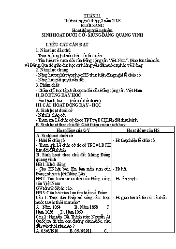 Kế hoạch bài dạy Tiếng Việt + Toán 2 (Kết nối tri thức) - Tuần 21 - Năm học 2022-2023 - Dương Thị Nga