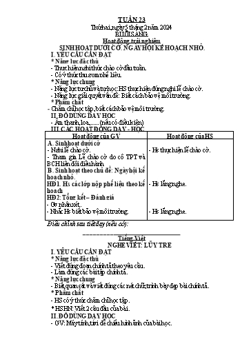 Kế hoạch bài dạy Tiếng Việt + Toán 2 (Kết nối tri thức) - Tuần 23 - Năm học 2023-2024 - Dương Thị Nga