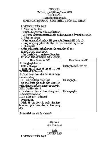 Kế hoạch bài dạy Tiếng Việt + Toán 2 (Kết nối tri thức) - Tuần 23 - Năm học 2022-2023 - Dương Thị Nga