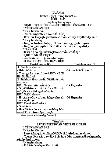 Kế hoạch bài dạy Tiếng Việt + Toán 2 (Kết nối tri thức) - Tuần 26 - Năm học 2023-2024 - Dương Thị Nga