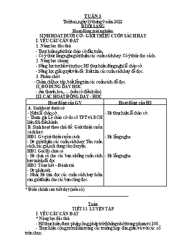 Kế hoạch bài dạy Tiếng Việt + Toán 2 (Kết nối tri thức) - Tuần 3 - Năm học 2022-2023 - Dương Thị Nga