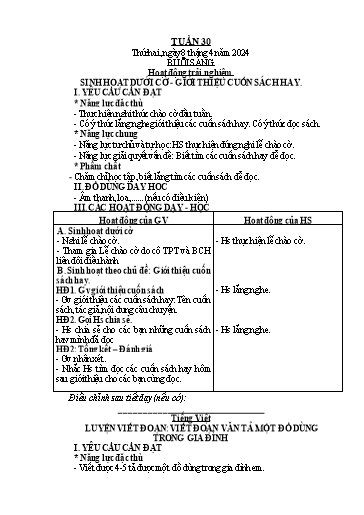 Kế hoạch bài dạy Tiếng Việt + Toán 2 (Kết nối tri thức) - Tuần 30 - Năm học 2023-2024 - Dương Thị Nga