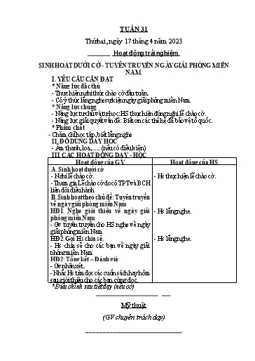 Kế hoạch bài dạy Tiếng Việt + Toán 2 (Kết nối tri thức) - Tuần 31 - Năm học 2022-2023 - Dương Thị Nga