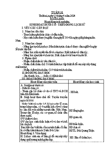 Kế hoạch bài dạy Tiếng Việt + Toán 2 (Kết nối tri thức) - Tuần 31 - Năm học 2023-2024 - Dương Thị Nga