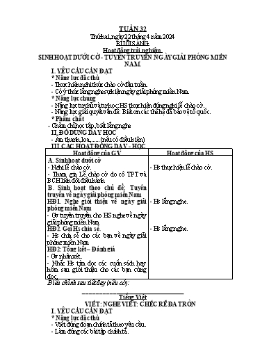 Kế hoạch bài dạy Tiếng Việt + Toán 2 (Kết nối tri thức) - Tuần 32 - Năm học 2023-2024 - Dương Thị Nga