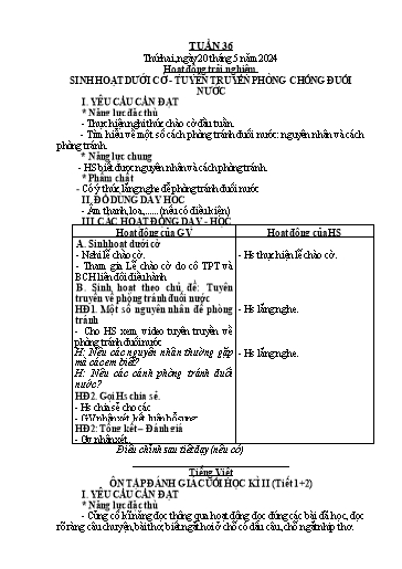 Kế hoạch bài dạy Tiếng Việt + Toán 2 (Kết nối tri thức) - Tuần 36 - Năm học 2023-2024 - Dương Thị Nga