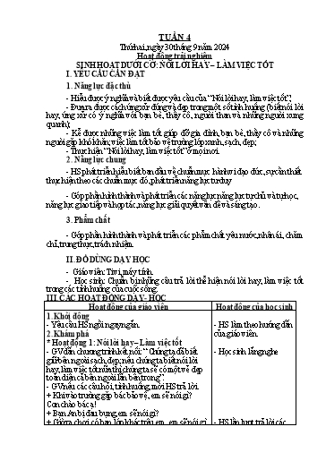Kế hoạch bài dạy Tiếng Việt + Toán 2 (Kết nối tri thức) - Tuần 4 - Năm học 2024-2025 - Dương Thị Nga