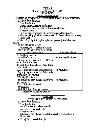 Kế hoạch bài dạy Tiếng Việt + Toán 2 (Kết nối tri thức) - Tuần 9 - Năm học 2023-2024 - Dương Thị Nga