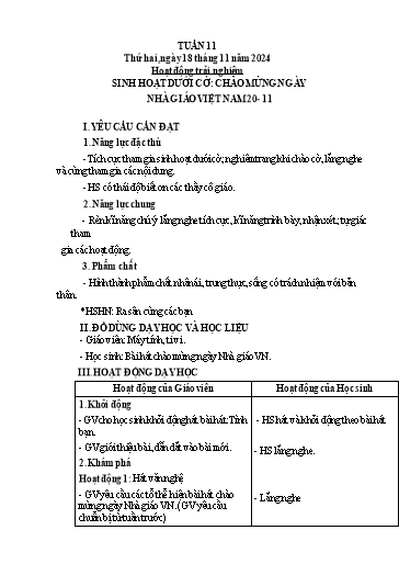 Kế hoạch bài dạy Tiếng Việt + Toán 3 (Kết nối tri thức) - Tuần 11 - Năm học 2024-2025 - Hoàng Thị Như Uyên