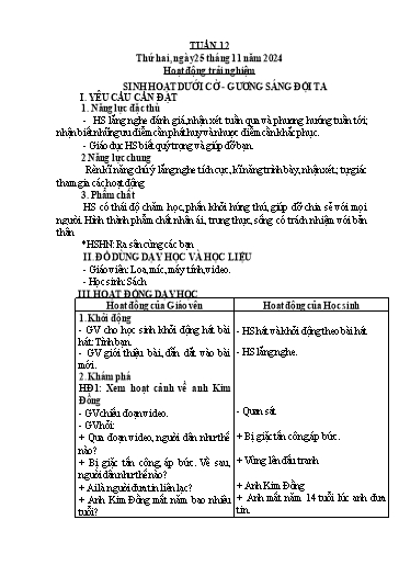 Kế hoạch bài dạy Tiếng Việt + Toán 3 (Kết nối tri thức) - Tuần 12 - Năm học 2024-2025 - Hoàng Thị Như Uyên