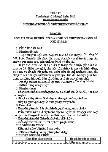 Kế hoạch bài dạy Tiếng Việt + Toán 3 (Kết nối tri thức) - Tuần 12 - Năm học 2022-2023 - Hoàng Thị Như Uyên