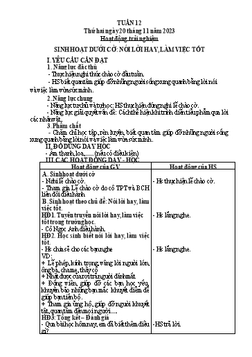 Kế hoạch bài dạy Tiếng Việt + Toán 3 (Kết nối tri thức) - Tuần 12 - Năm học 2023-2024 - Hà Thị Hiên