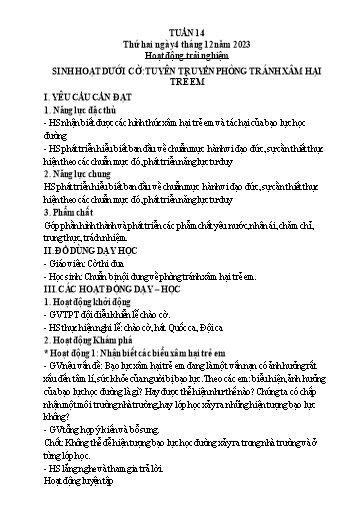 Kế hoạch bài dạy Tiếng Việt + Toán 3 (Kết nối tri thức) - Tuần 14 - Năm học 2023-2024 - Hoàng Thị Như Uyên