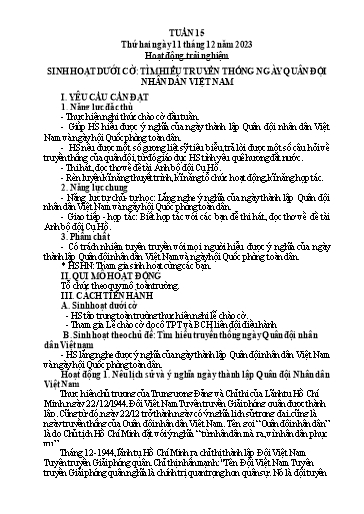 Kế hoạch bài dạy Tiếng Việt + Toán 3 (Kết nối tri thức) - Tuần 15 - Năm học 2023-2024 - Hà Thị Hiên
