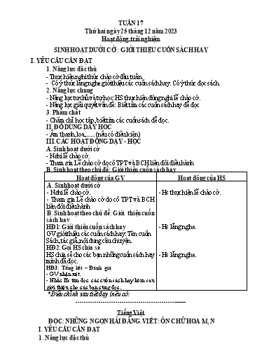 Kế hoạch bài dạy Tiếng Việt + Toán 3 (Kết nối tri thức) - Tuần 17 - Năm học 2023-2024 - Hoàng Thị Như Uyên