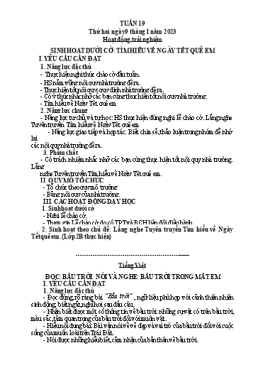 Kế hoạch bài dạy Tiếng Việt + Toán 3 (Kết nối tri thức) - Tuần 19 - Năm học 2022-2023 - Hà Thị Hiên