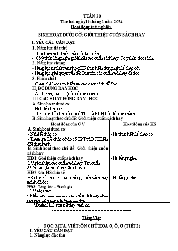 Kế hoạch bài dạy Tiếng Việt + Toán 3 (Kết nối tri thức) - Tuần 20 - Năm học 2023-2024 - Hà Thị Hiên