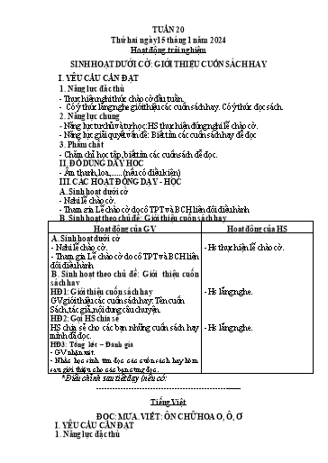 Kế hoạch bài dạy Tiếng Việt + Toán 3 (Kết nối tri thức) - Tuần 20 - Năm học 2023-2024 - Hoàng Thị Như Uyên
