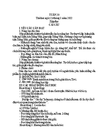 Kế hoạch bài dạy Tiếng Việt + Toán 3 (Kết nối tri thức) - Tuần 20 - Năm học 2021-2022 - Hà Thị Hiên