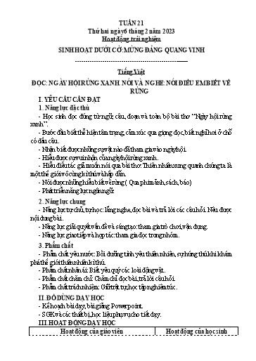 Kế hoạch bài dạy Tiếng Việt + Toán 3 (Kết nối tri thức) - Tuần 21 - Năm học 2022-2023 - Hà Thị Hiên