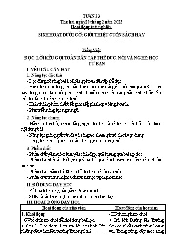 Kế hoạch bài dạy Tiếng Việt + Toán 3 (Kết nối tri thức) - Tuần 23 - Năm học 2022-2023 - Hà Thị Hiên