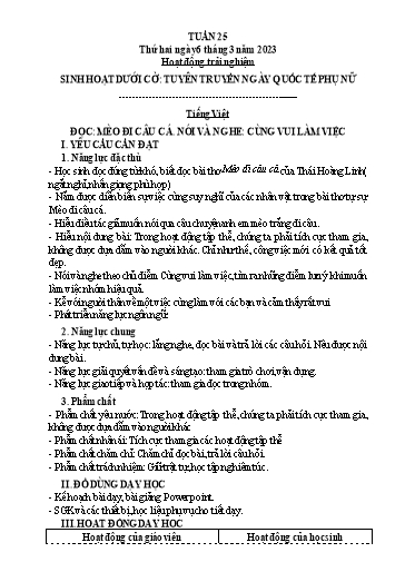 Kế hoạch bài dạy Tiếng Việt + Toán 3 (Kết nối tri thức) - Tuần 25 - Năm học 2022-2023 - Hà Thị Hiên