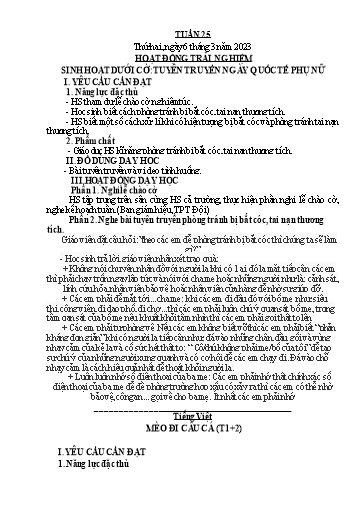Kế hoạch bài dạy Tiếng Việt + Toán 3 (Kết nối tri thức) - Tuần 25 - Năm học 2022-2023 - Hoàng Thị Như Uyên