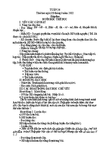 Kế hoạch bài dạy Tiếng Việt + Toán 3 (Kết nối tri thức) - Tuần 26 - Năm học 2021-2022 - Hà Thị Hiên