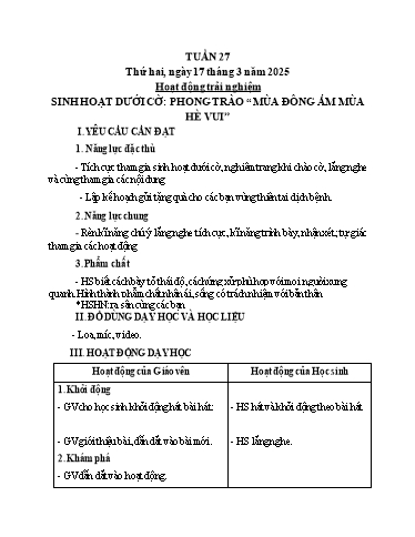 Kế hoạch bài dạy Tiếng Việt + Toán 3 (Kết nối tri thức) - Tuần 27 - Năm học 2024-2025 - Hoàng Thị Như Uyên