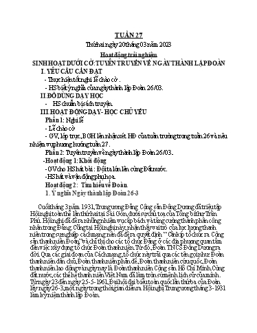 Kế hoạch bài dạy Tiếng Việt + Toán 3 (Kết nối tri thức) - Tuần 27 - Năm học 2022-2023 - Hoàng Thị Như Uyên