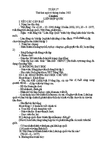 Kế hoạch bài dạy Tiếng Việt + Toán 3 (Kết nối tri thức) - Tuần 27 - Năm học 2021-2022 - Hà Thị Hiên