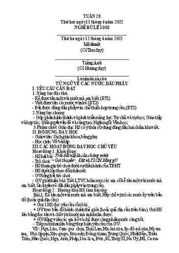 Kế hoạch bài dạy Tiếng Việt + Toán 3 (Kết nối tri thức) - Tuần 28 - Năm học 2021-2022 - Hà Thị Hiên