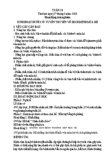Kế hoạch bài dạy Tiếng Việt + Toán 3 (Kết nối tri thức) - Tuần 28 - Năm học 2022-2023 - Hà Thị Hiên