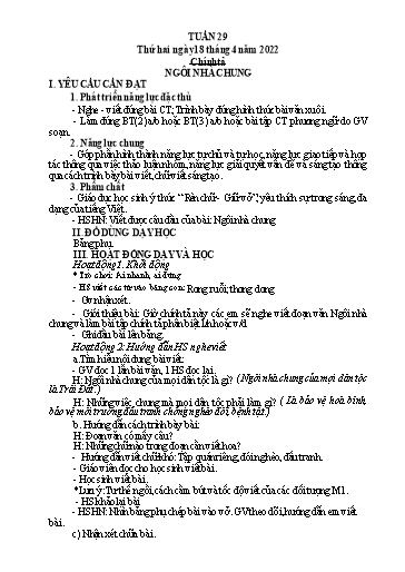 Kế hoạch bài dạy Tiếng Việt + Toán 3 (Kết nối tri thức) - Tuần 29 - Năm học 2021-2022 - Hà Thị Hiên