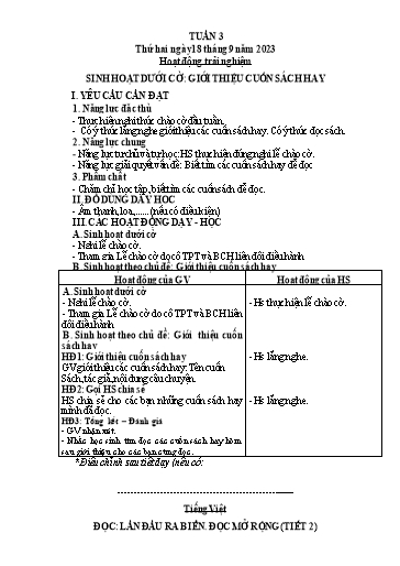 Kế hoạch bài dạy Tiếng Việt + Toán 3 (Kết nối tri thức) - Tuần 3 - Năm học 2023-2024 - Hà Thị Hiên