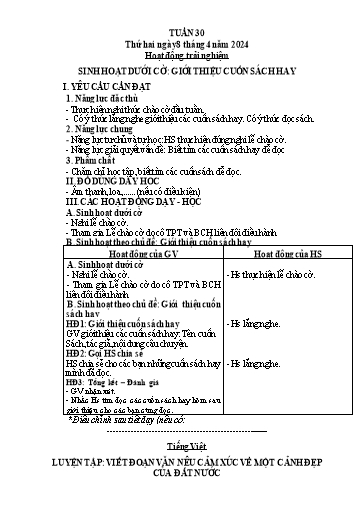 Kế hoạch bài dạy Tiếng Việt + Toán 3 (Kết nối tri thức) - Tuần 30 - Năm học 2023-2024 - Hà Thị Hiên