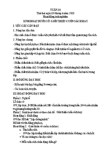 Kế hoạch bài dạy Tiếng Việt + Toán 3 (Kết nối tri thức) - Tuần 30 - Năm học 2022-2023 - Hà Thị Hiên