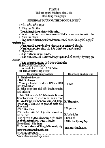 Kế hoạch bài dạy Tiếng Việt + Toán 3 (Kết nối tri thức) - Tuần 31 - Năm học 2023-2024 - Hoàng Thị Như Uyên