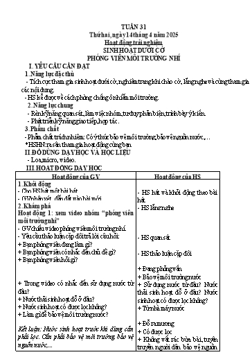 Kế hoạch bài dạy Tiếng Việt + Toán 3 (Kết nối tri thức) - Tuần 31 - Năm học 2024-2025 - Hoàng Thị Như Uyên