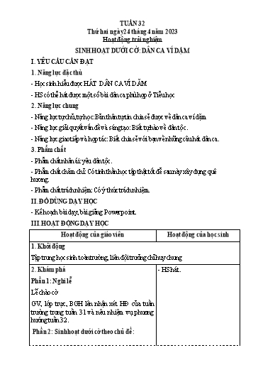 Kế hoạch bài dạy Tiếng Việt + Toán 3 (Kết nối tri thức) - Tuần 32 - Năm học 2022-2023 - Hoàng Thị Như Uyên